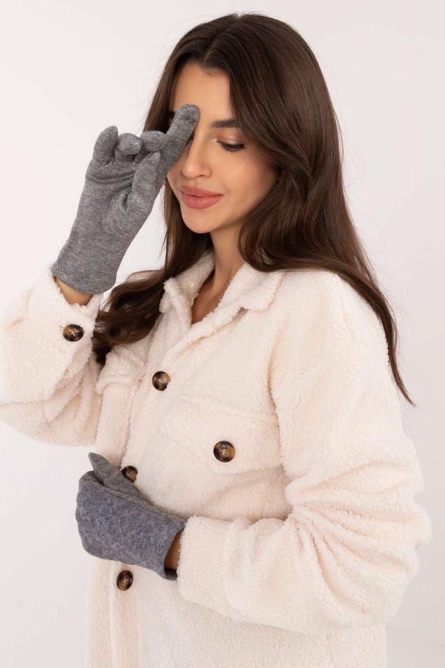 Love Lace Love Lace Women's Insulated Geometric Pattern Touchscreen Gloves with Flower Detail in Grey - 3