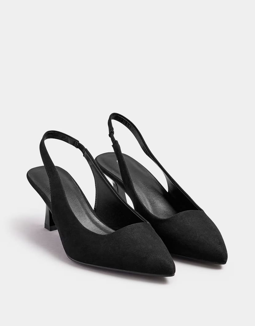 ASOS Yours Clothing Wide fit slingback kitten heels in black - 1