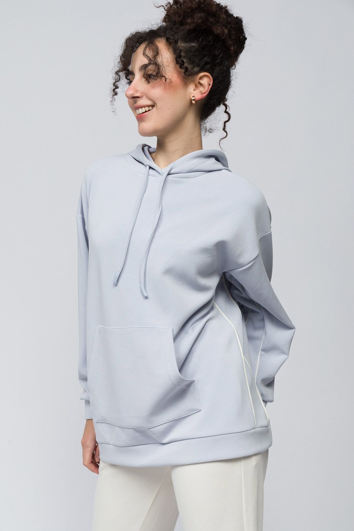 Dexia Dexia Women's Hooded Modal Blend Sweatshirt with Pocket Lilac - 3