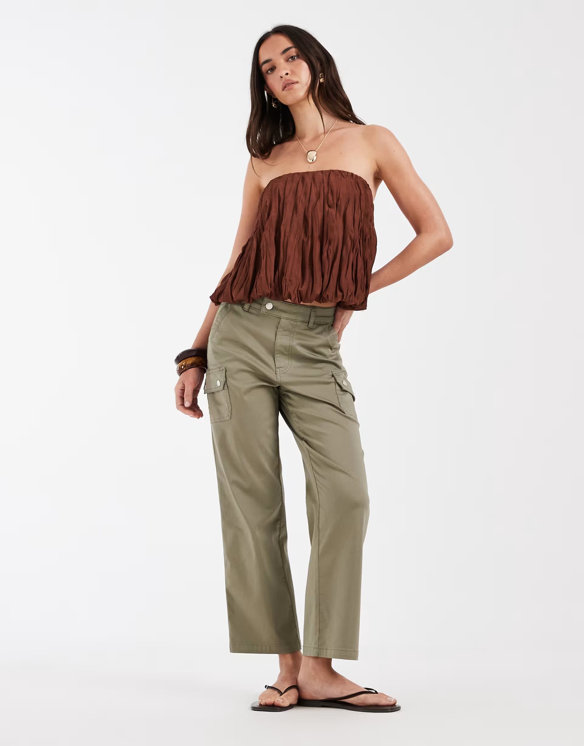 ASOS ASOS DESIGN awkward length cargo trouser with pocket detail in khaki