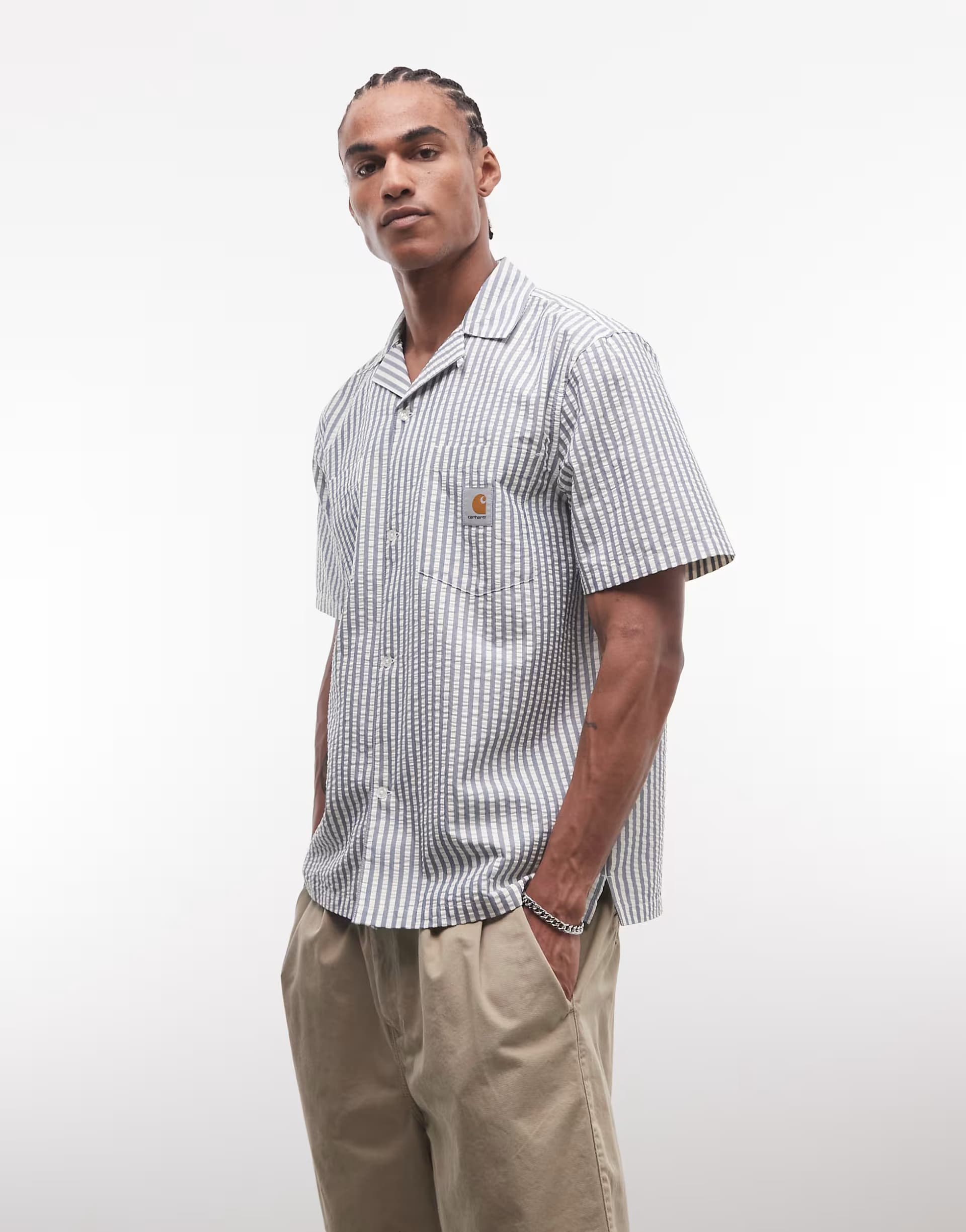 ASOS Carhartt WIP leavel loose fit shirt in blue stripe