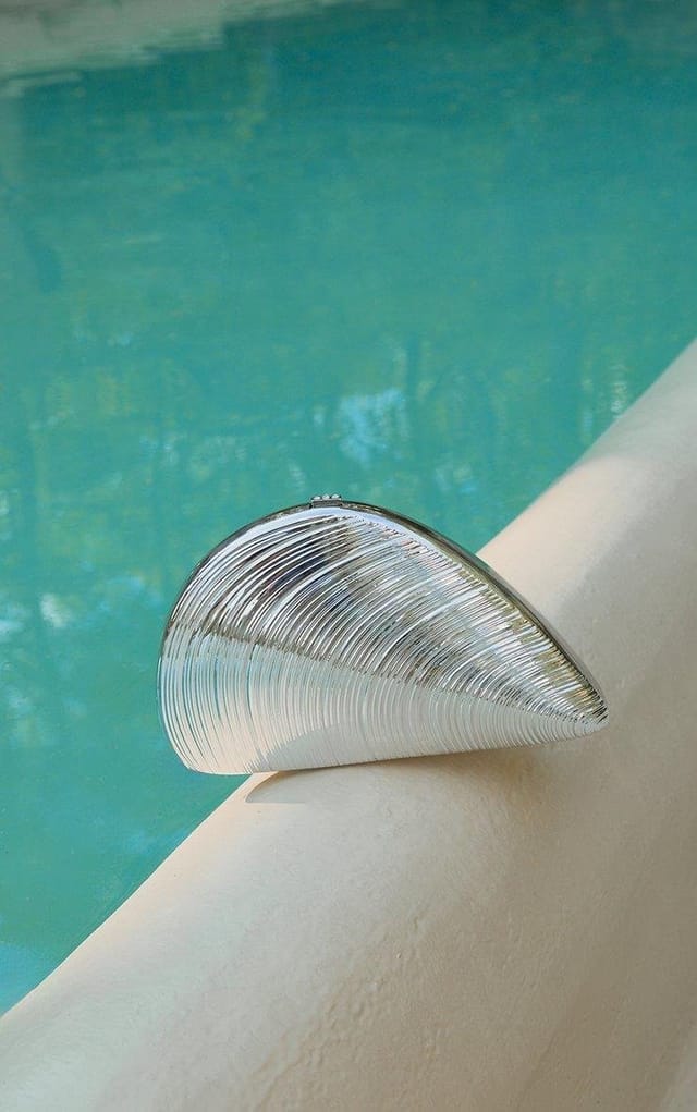 EGO Sorley Shell Shaped Clutch Bag In Silver, Women's Size UK 0 - 2