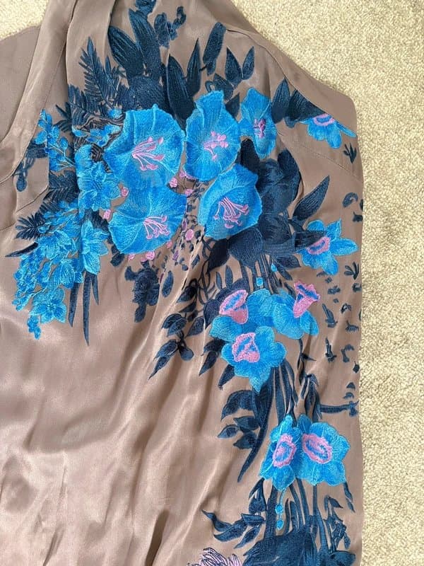 ASOS Design ASOS Design Halterneck Floral Embroidered Fringe Maxi Dress