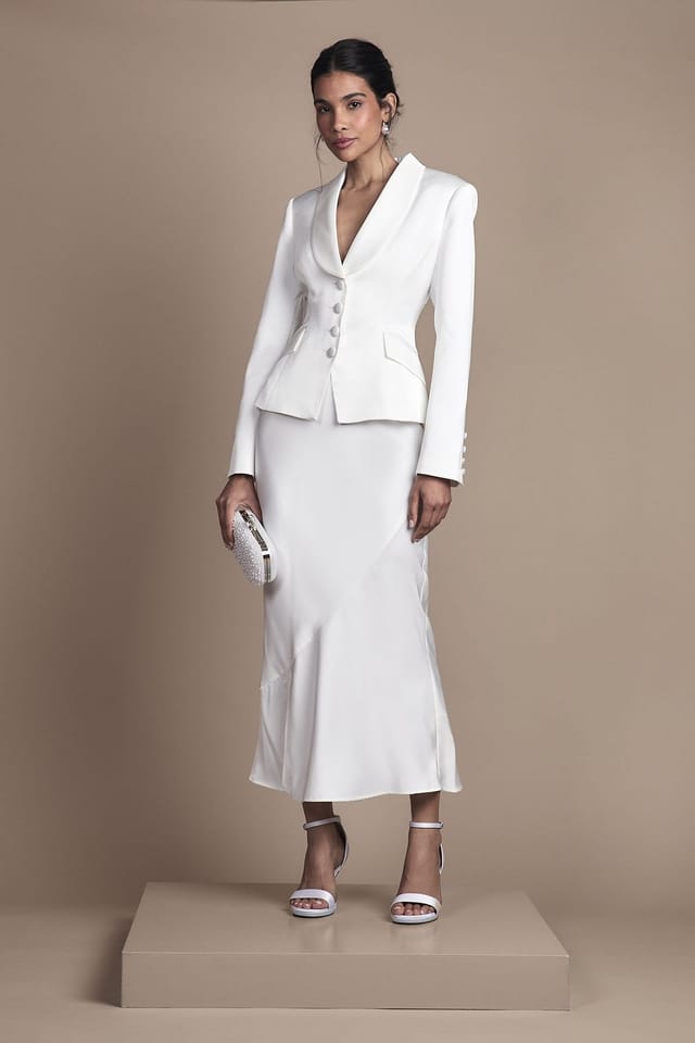 Coast Coast Women's Bridal Waisted Jacket With Satin Lapel in Ivory - 2