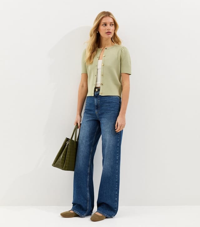 New Look Women's Light Green Lightweight Short Sleeve Cardigan New Look - 3