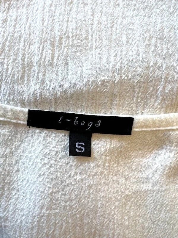 T-Bags Los Angeles Womens Ivory Cheesecloth Silver Sequin Top UK