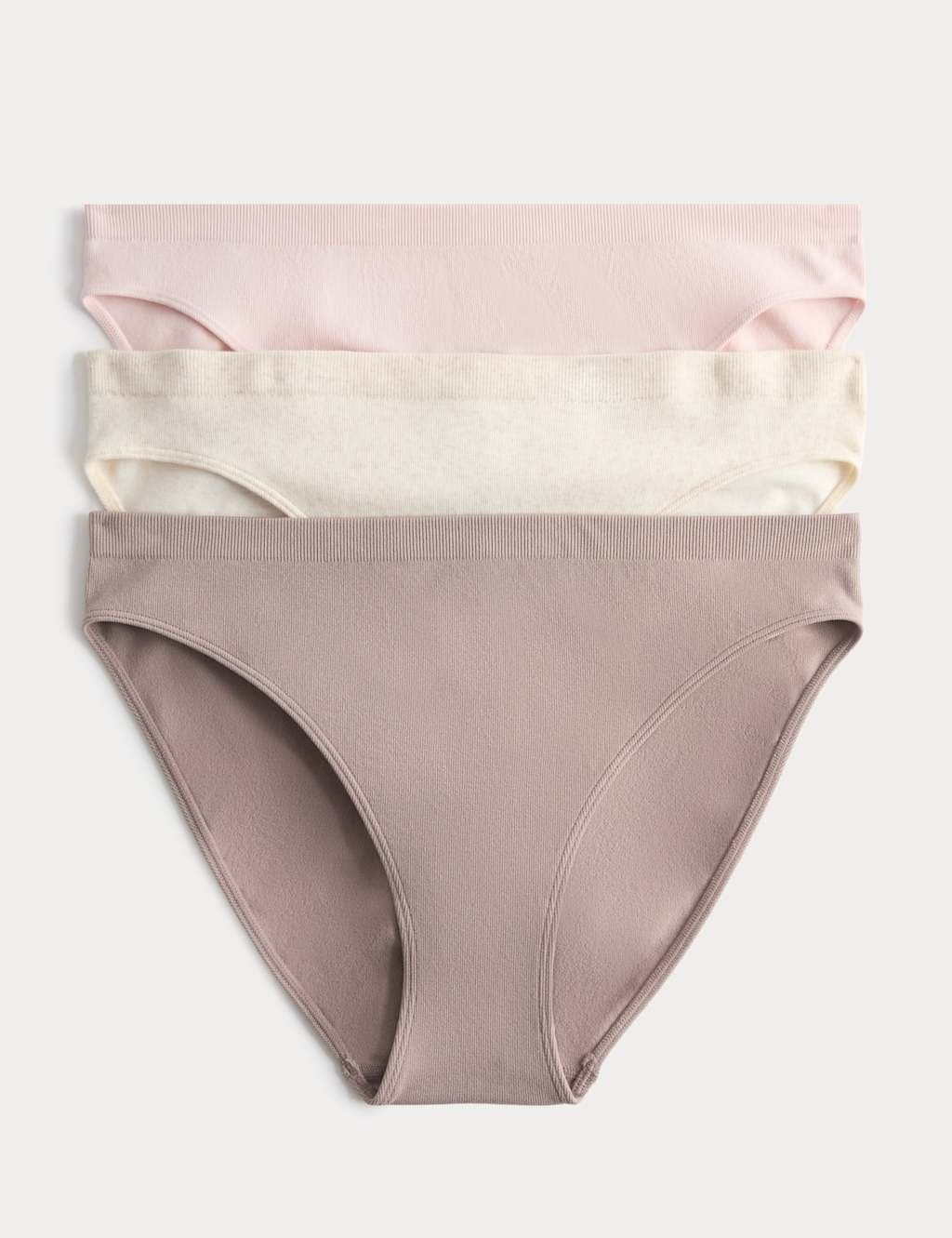 Marks & Spencer M&S 3 Pack Seamless High Leg Knickers Oatmeal Mix