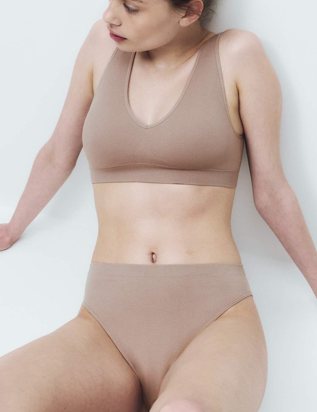 Marks & Spencer M&S 3 Pack Seamless High Leg Knickers Oatmeal Mix - 3