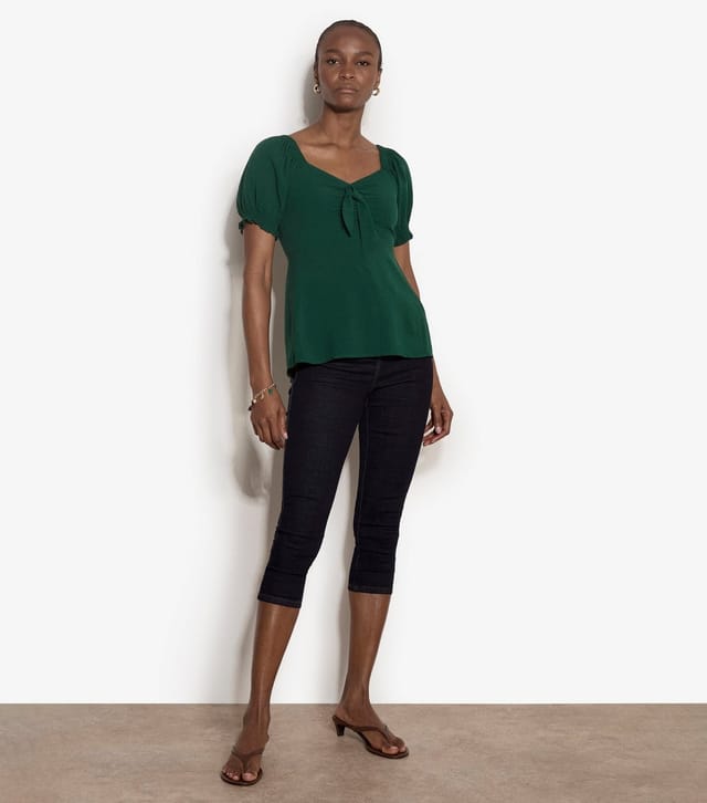 Apricot Women's Dark Green Tie Front Milkmaid Top Apricot New Look - 2