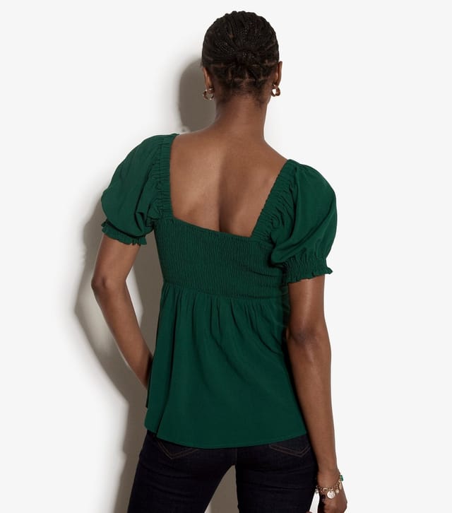 Apricot Women's Dark Green Tie Front Milkmaid Top Apricot New Look - 3