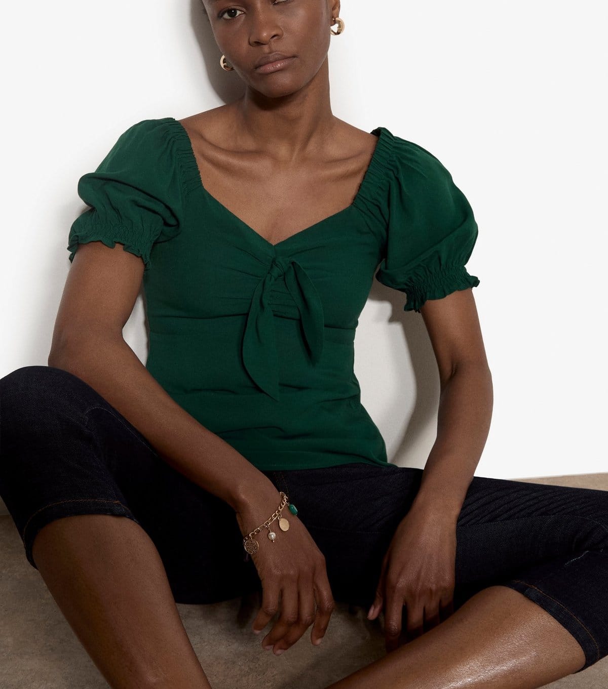 Apricot Women's Dark Green Tie Front Milkmaid Top Apricot New Look - 4
