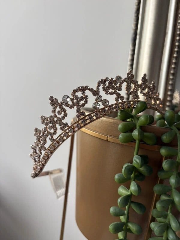 Mikey Vintage Mikey London Bridal Tiara / Crown – Rose Gold & Crystal - 1