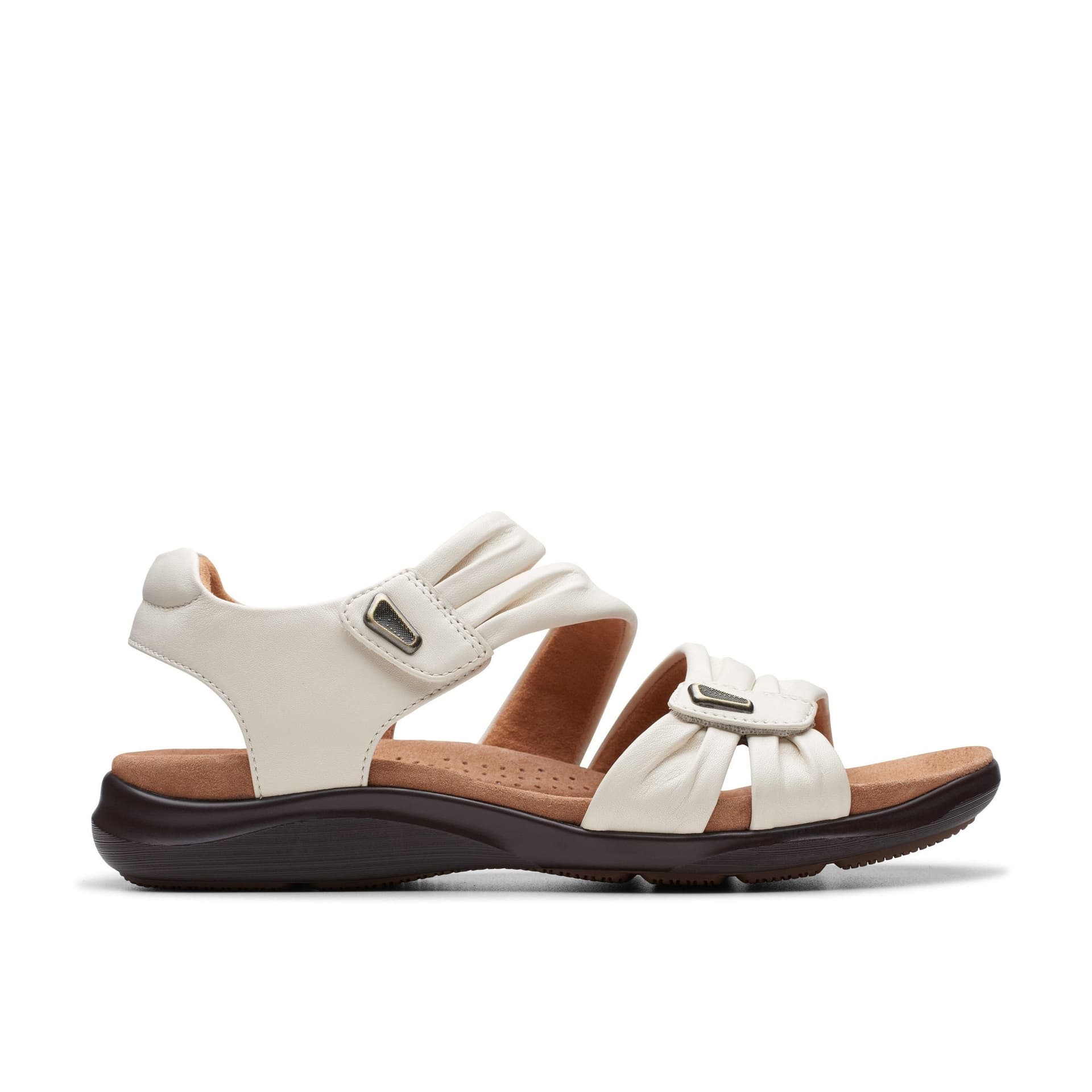 Clarks Clarks Women's Kitly Ave Off-White Leather Flat Sandals in White