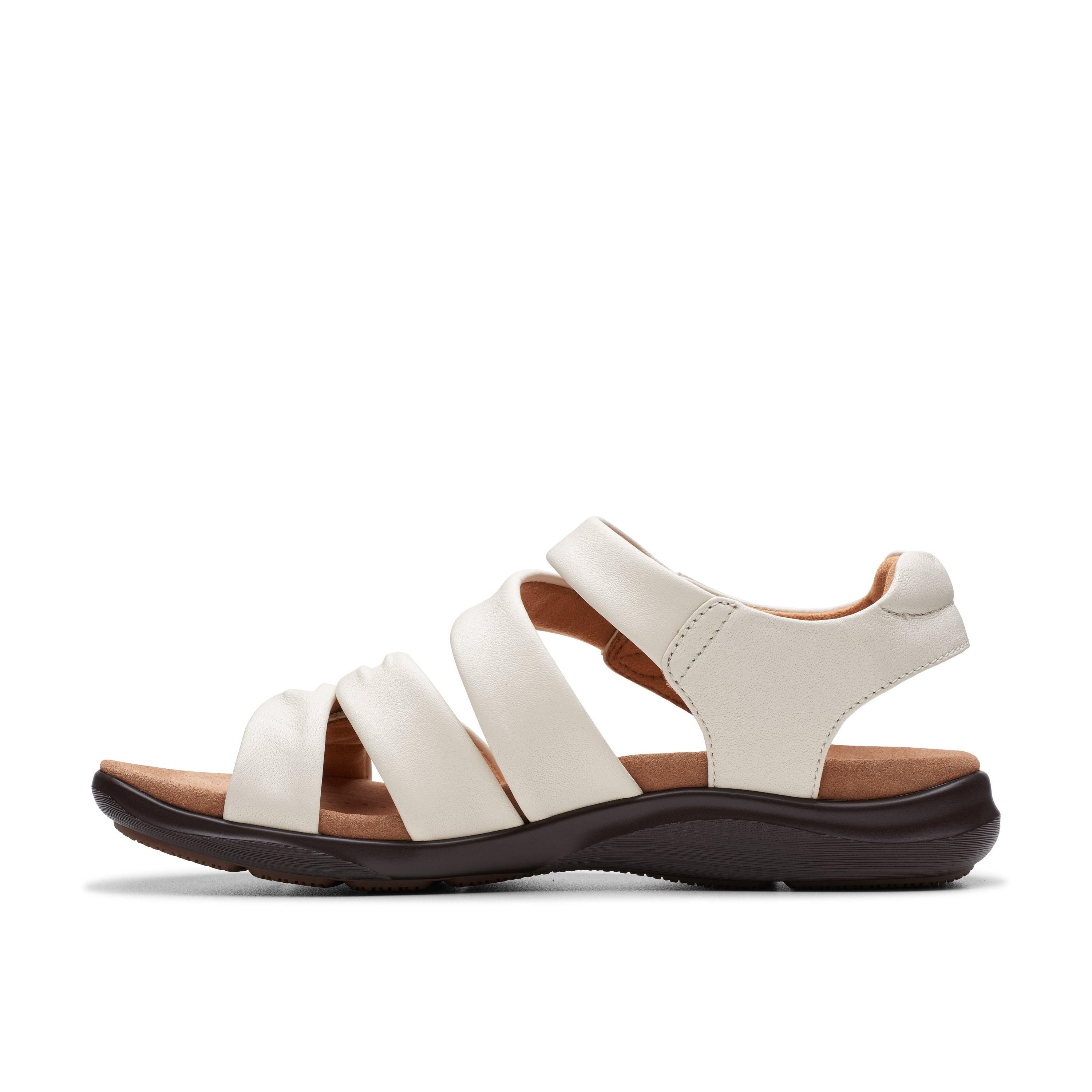 Clarks Clarks Women's Kitly Ave Off-White Leather Flat Sandals in White - 2