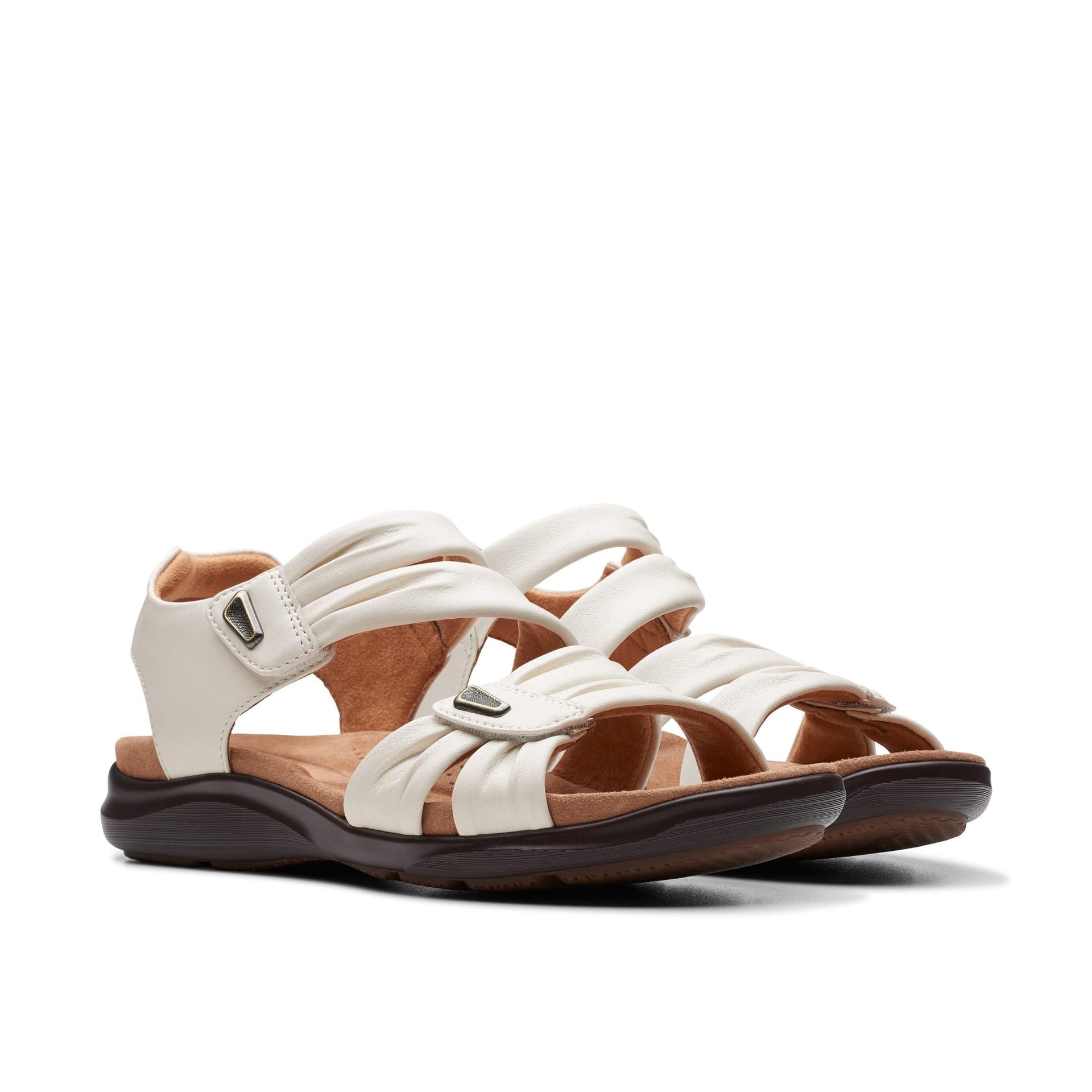 Clarks Clarks Women's Kitly Ave Off-White Leather Flat Sandals in White - 4