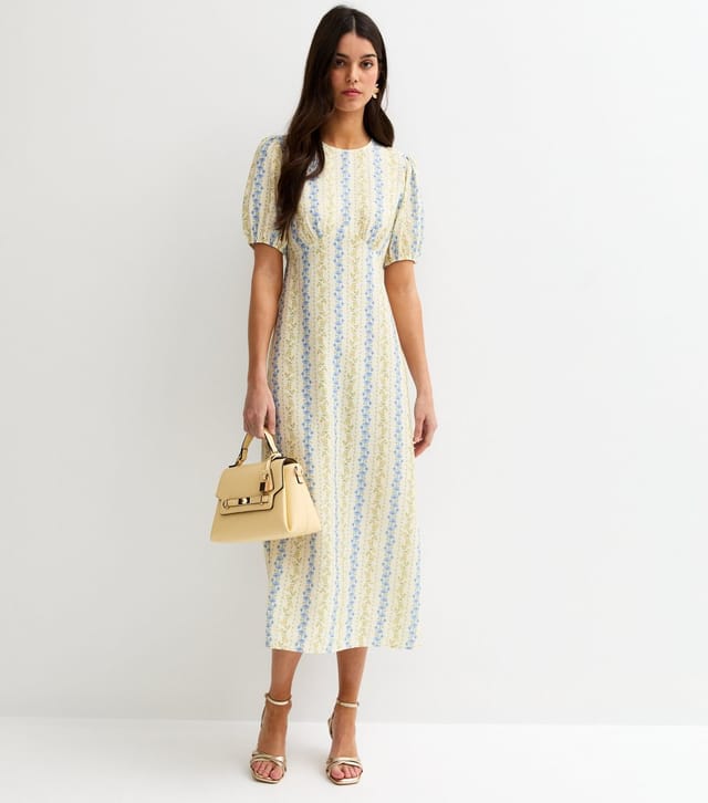 New Look Women's Cream Floral Puff Sleeve Midi Dress New Look - 3