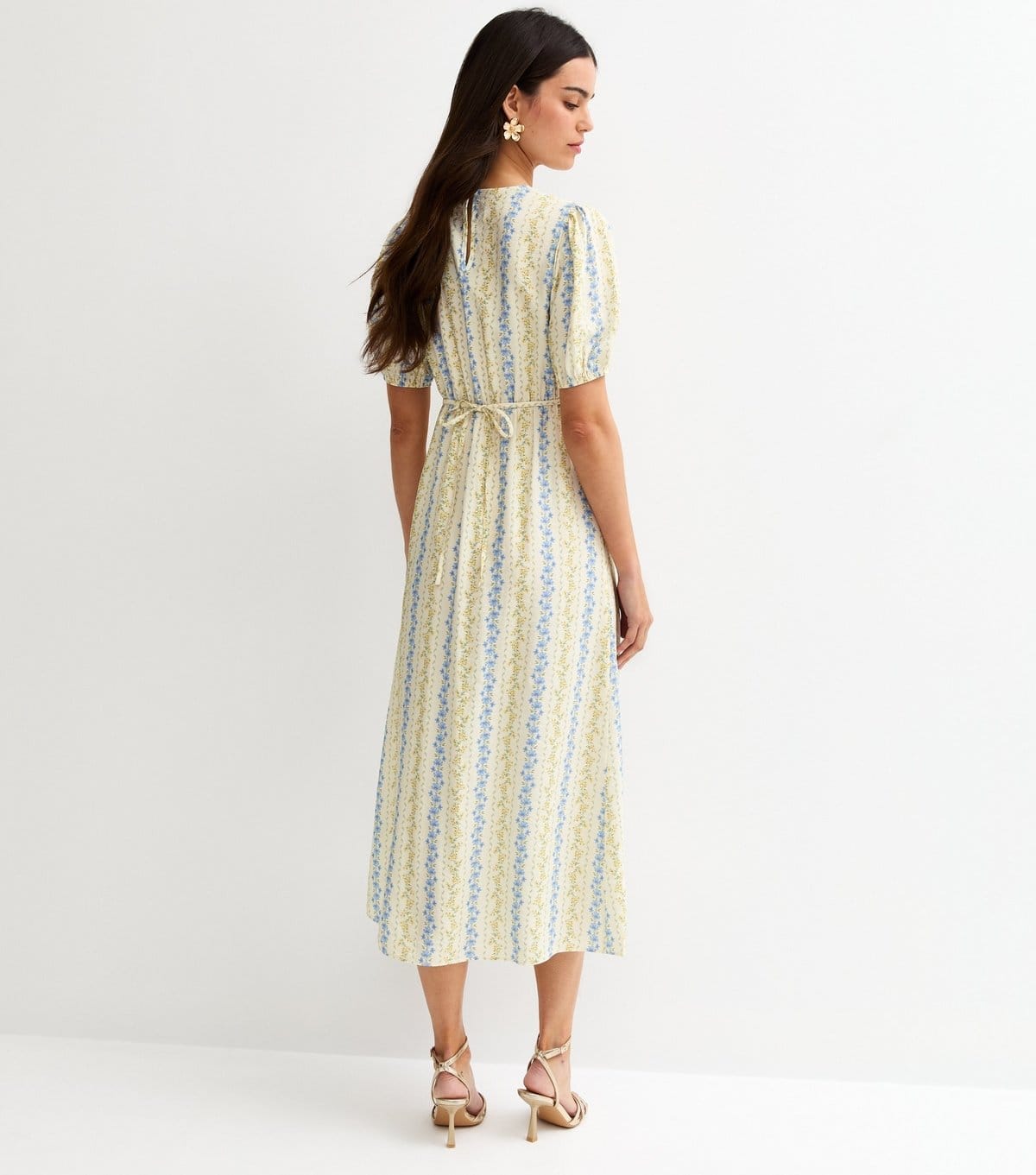 New Look Women's Cream Floral Puff Sleeve Midi Dress New Look - 4