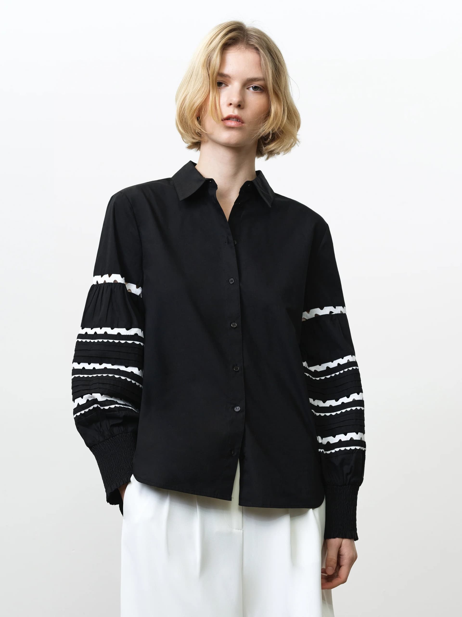 French Connection French Connection Black/White Cotton Shirt