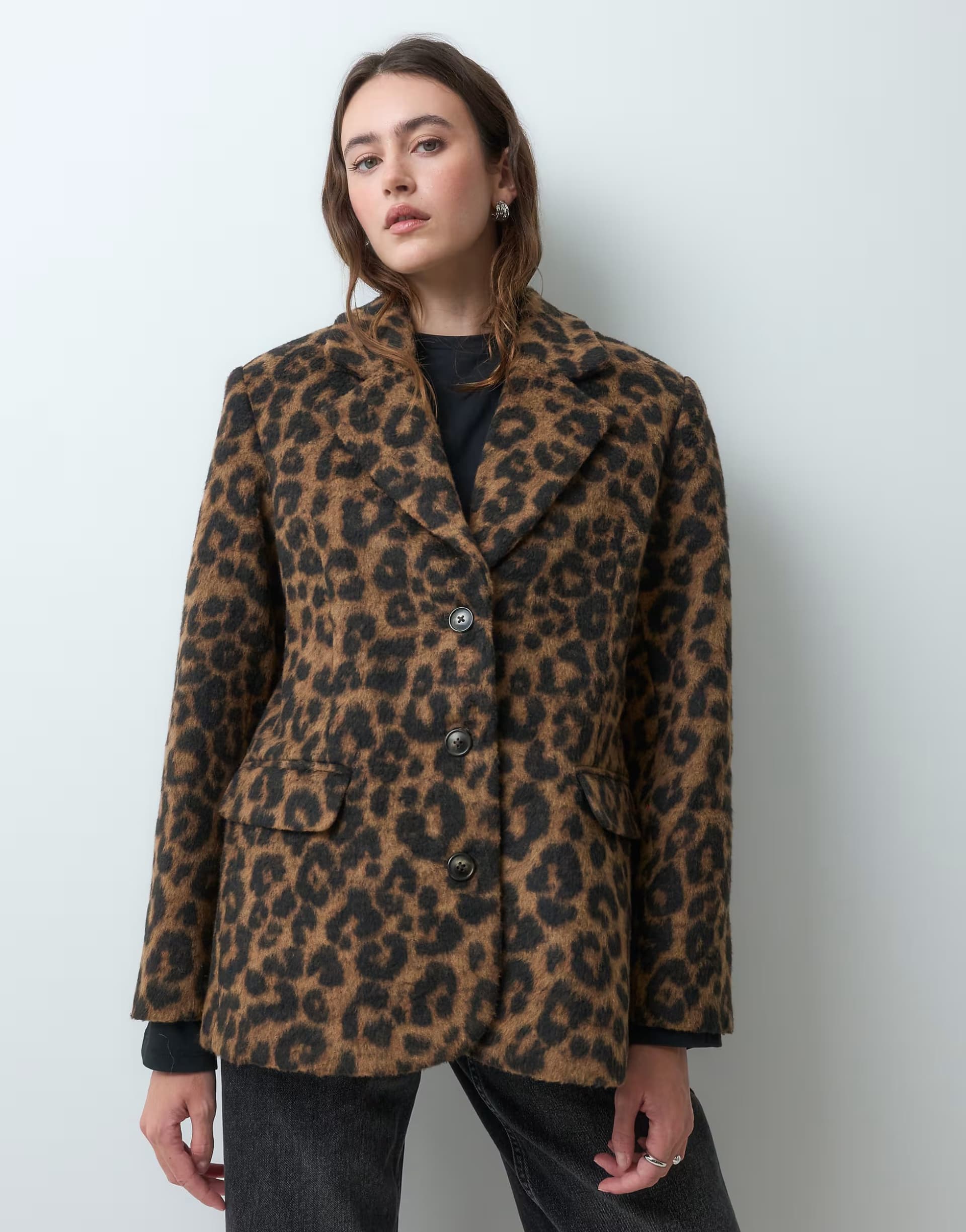 ASOS ASOS DESIGN Tailored oversized grandad blazer in leopard