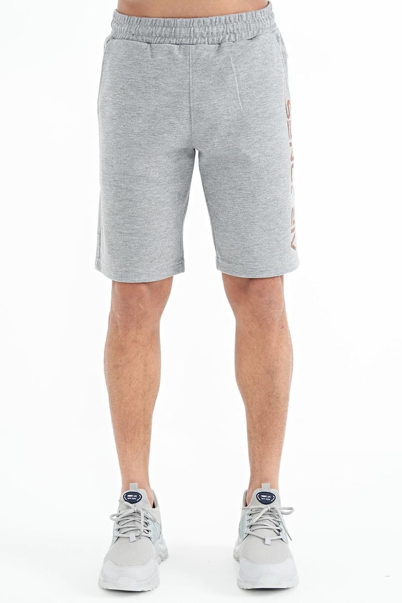 Tommy Life Tommy Life Men's Printed Fleece Sweat Shorts in Light Grey - 1