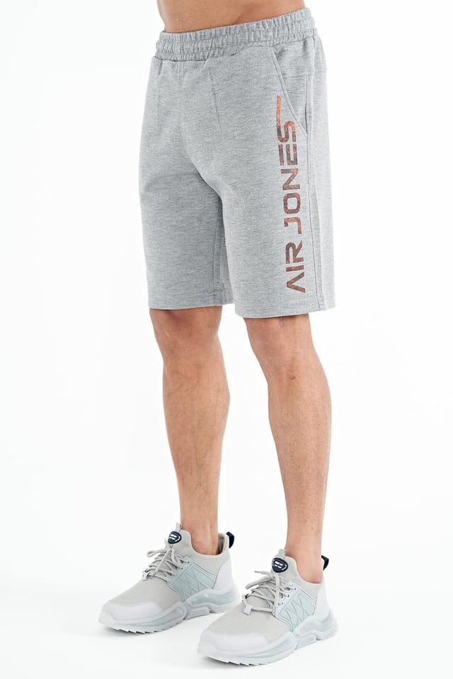 Tommy Life Tommy Life Men's Printed Fleece Sweat Shorts in Light Grey - 3