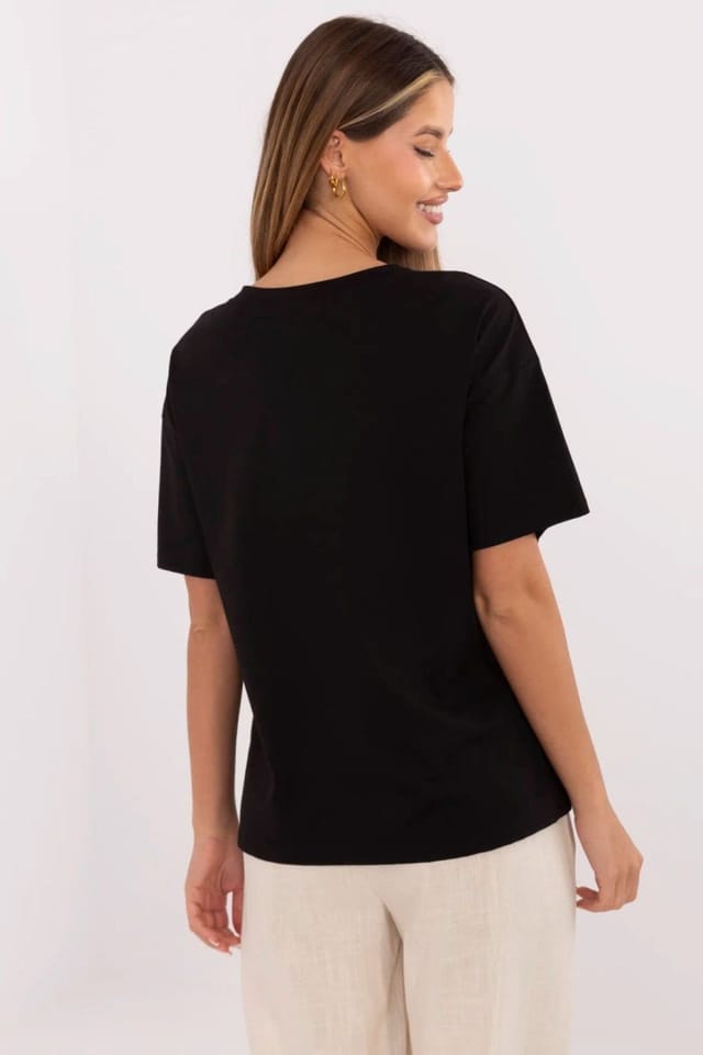 Love Lace Love Lace Women's Cotton Elastane Printed T-Shirt in Black - 3