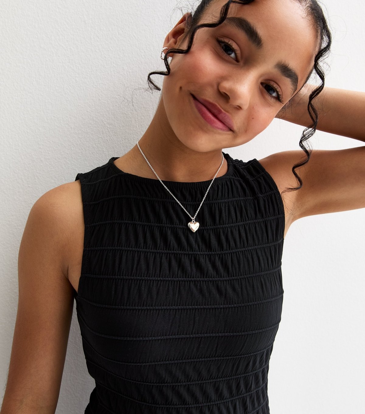 New Look Girls' Black Shirred Dress New Look - 2