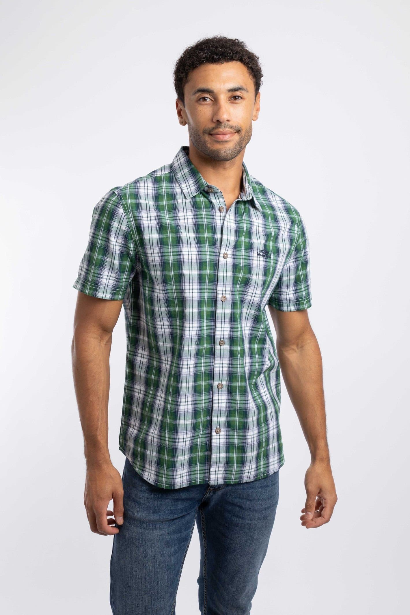 Weird Fish Weird Fish Men's Judd Short Sleeve Check Shirt in Light Green