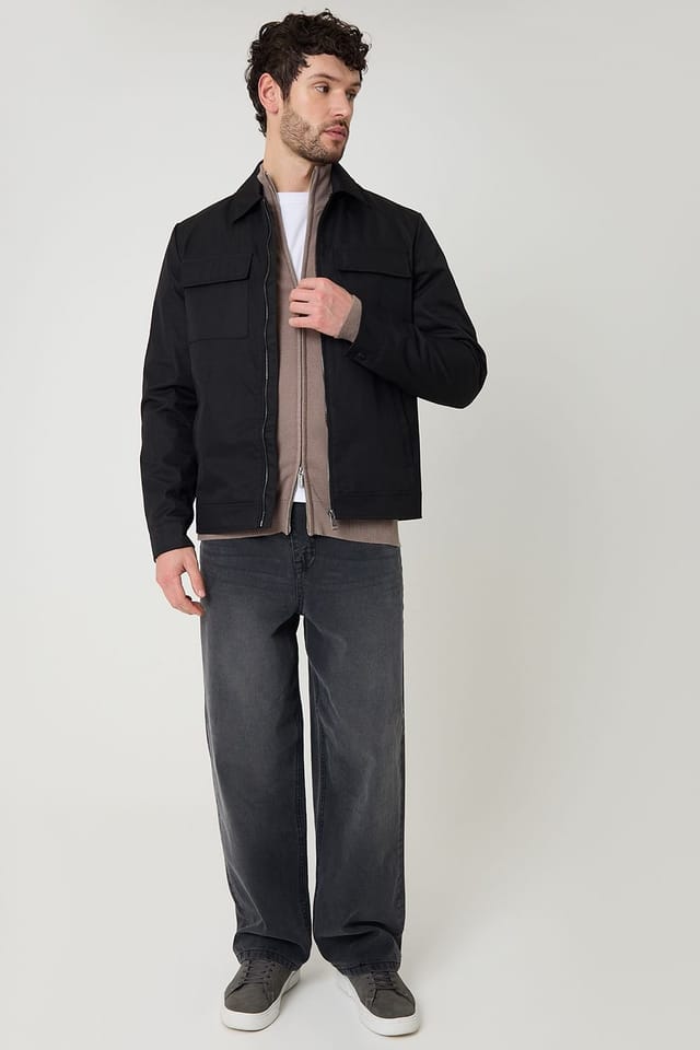 Threadbare Threadbare Men's Showerproof Lightweight Zip Up Jacket in Black - 3