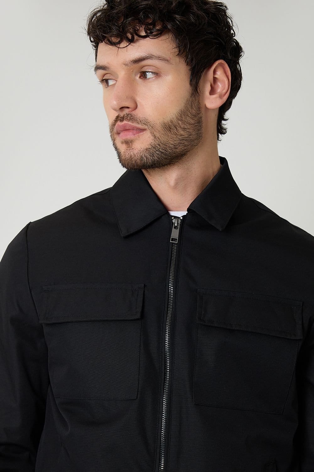 Threadbare Threadbare Men's Showerproof Lightweight Zip Up Jacket in Black - 4