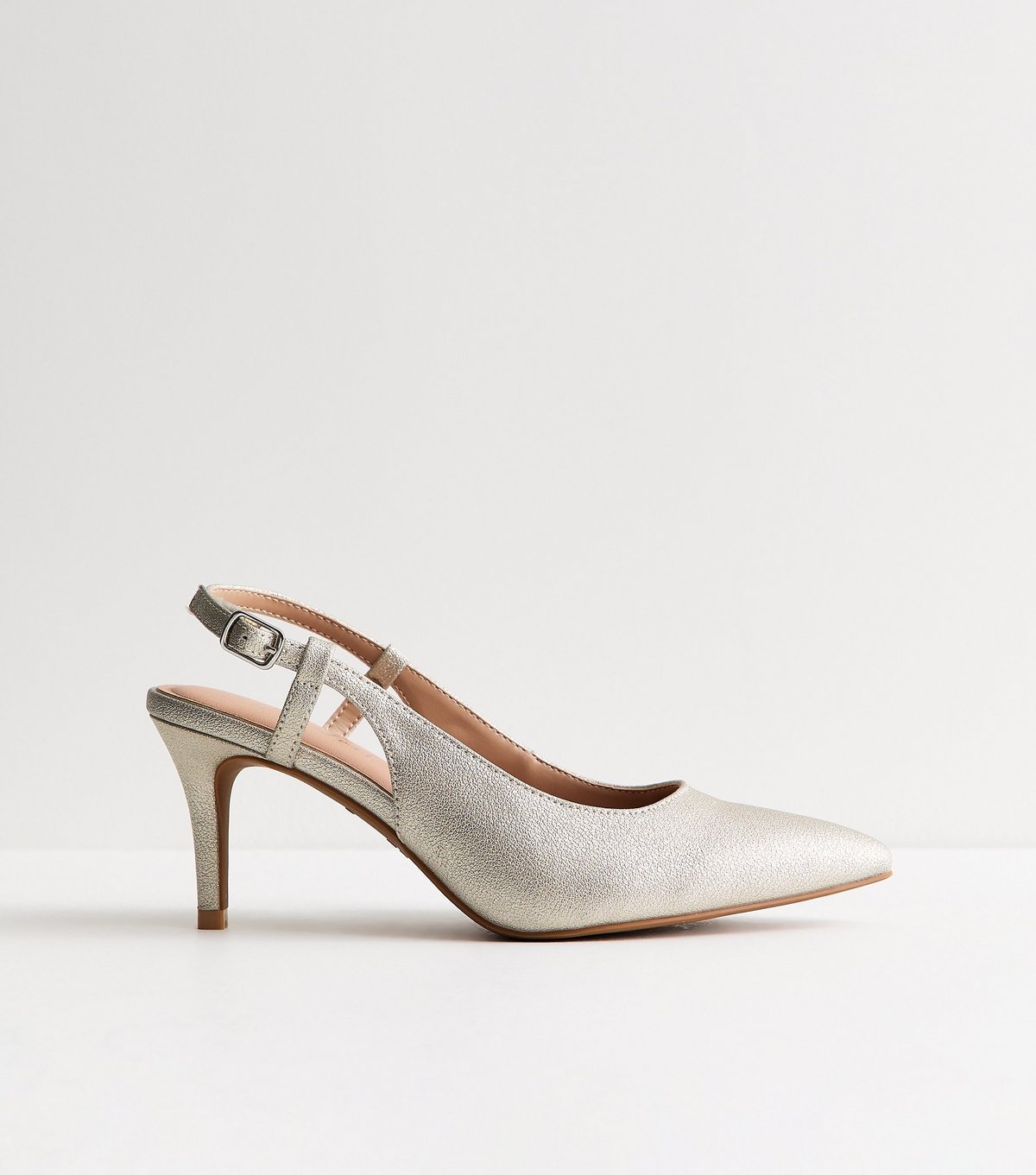 New Look Women's Wide Fit Silver Faux Leather Shimmer Slingback Court Shoes New Look - 2