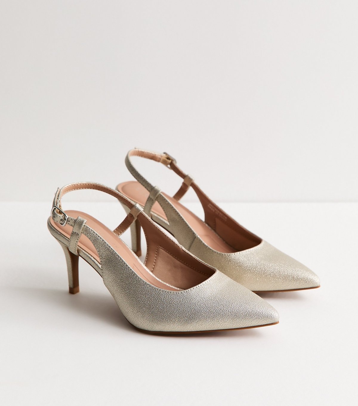 New Look Women's Wide Fit Silver Faux Leather Shimmer Slingback Court Shoes New Look - 3