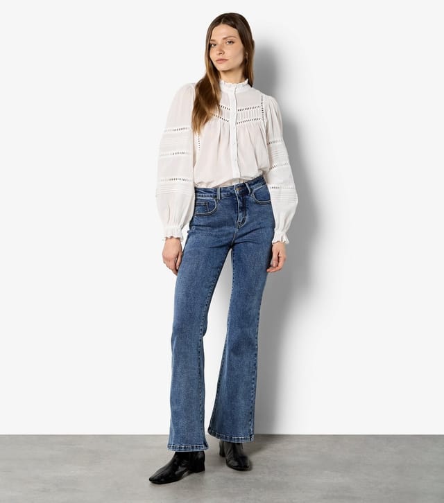 Apricot Women's White Cotton Pintuck Puff Sleeve Shirt Apricot New Look - 2