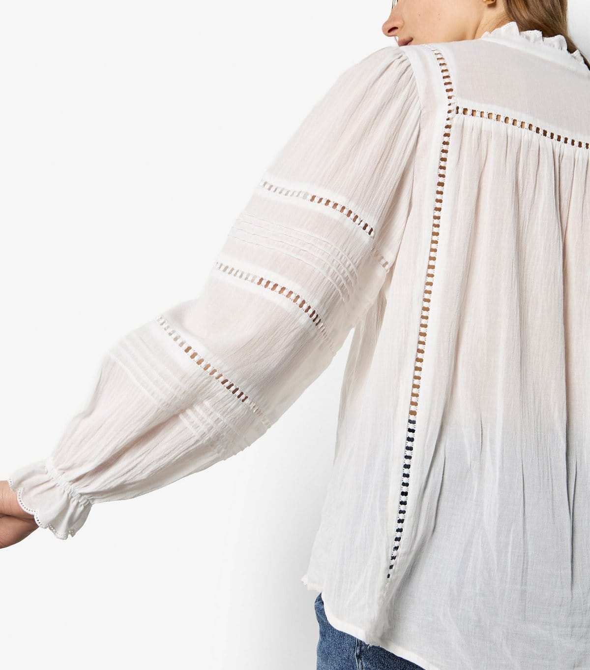 Apricot Women's White Cotton Pintuck Puff Sleeve Shirt Apricot New Look - 4