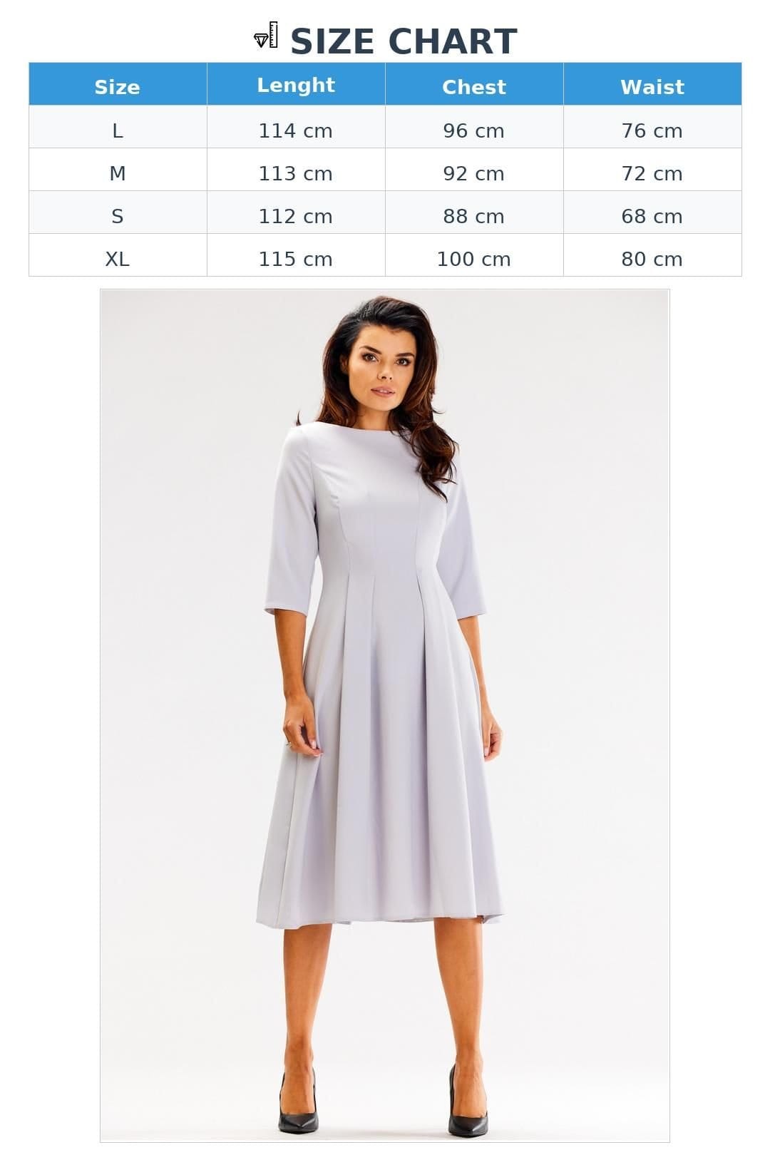 Love Lace Love Lace Women's Flared Boat Neck Dress with 3/4 Sleeves in Grey - 4