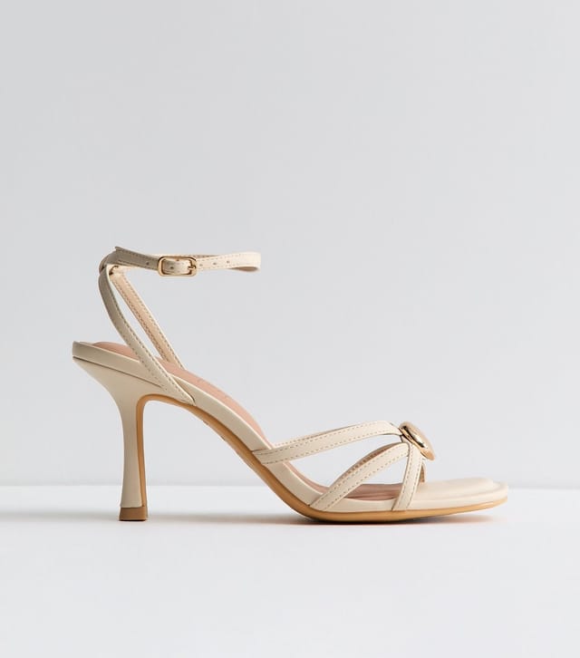 New Look Women's Off White Faux Leather Sculpted Charm Detail Strappy Sandals Vegan New Look - 2