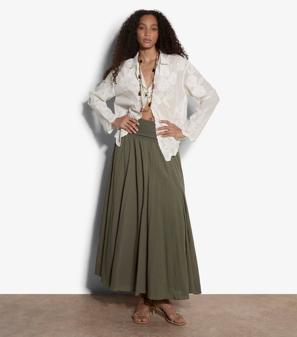 Apricot Women's Dark Khaki Midaxi Skirt Dress Apricot New Look