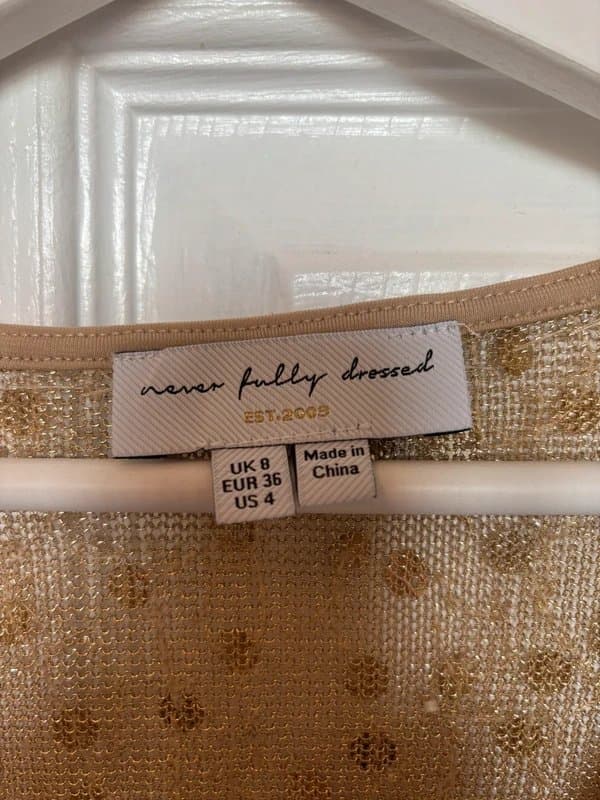 Never Fully Dressed *Sold Out* Never Fully Dressed gold satin Elodie dress 8 / XS