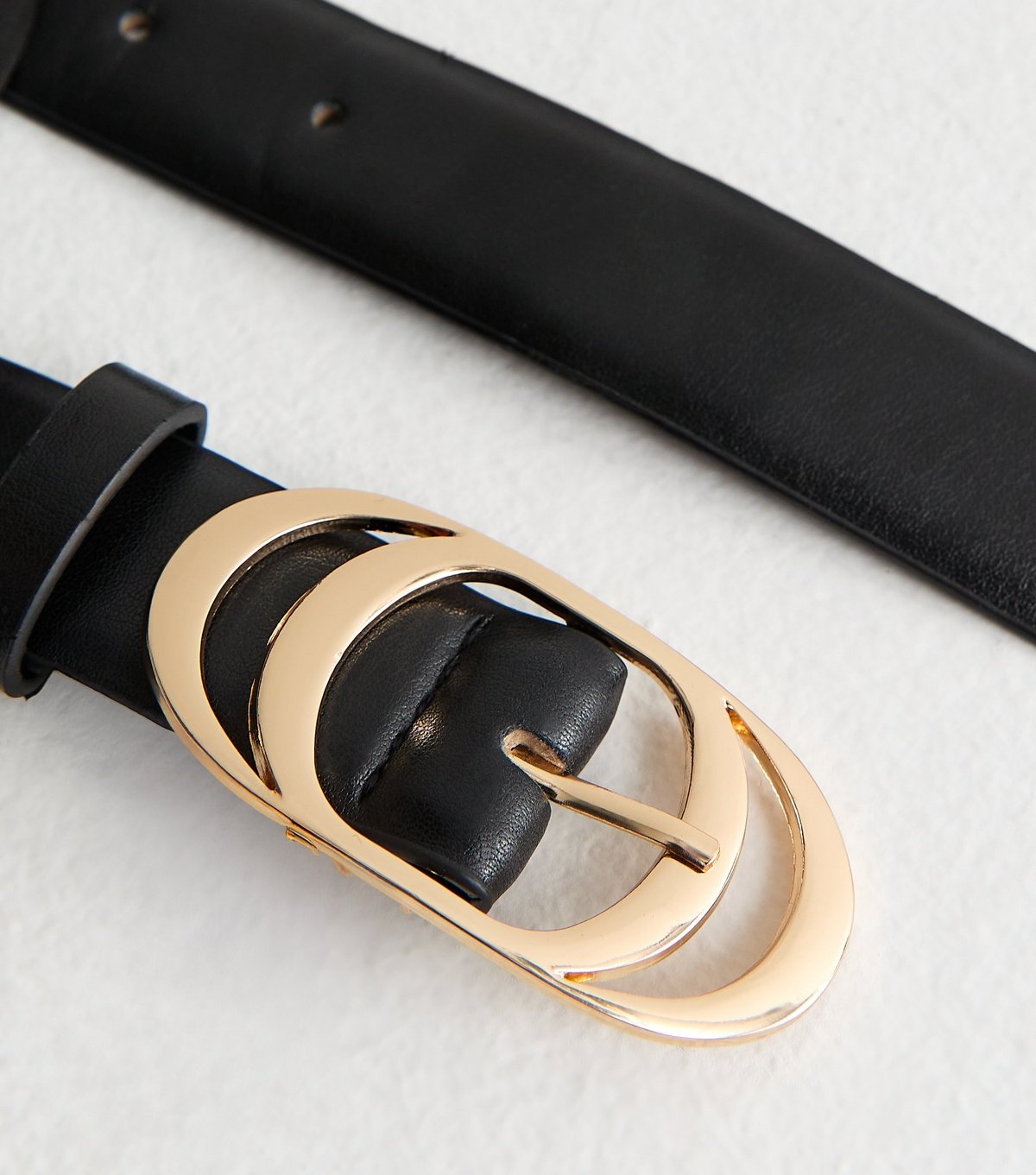 New Look Black Faux Leather Layered Oval Buckle Belt New Look - 3