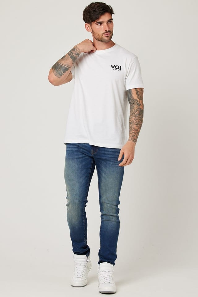 Voi London Voi London Men's Taper Fit Stretch Jeans in Dark Blue - 2