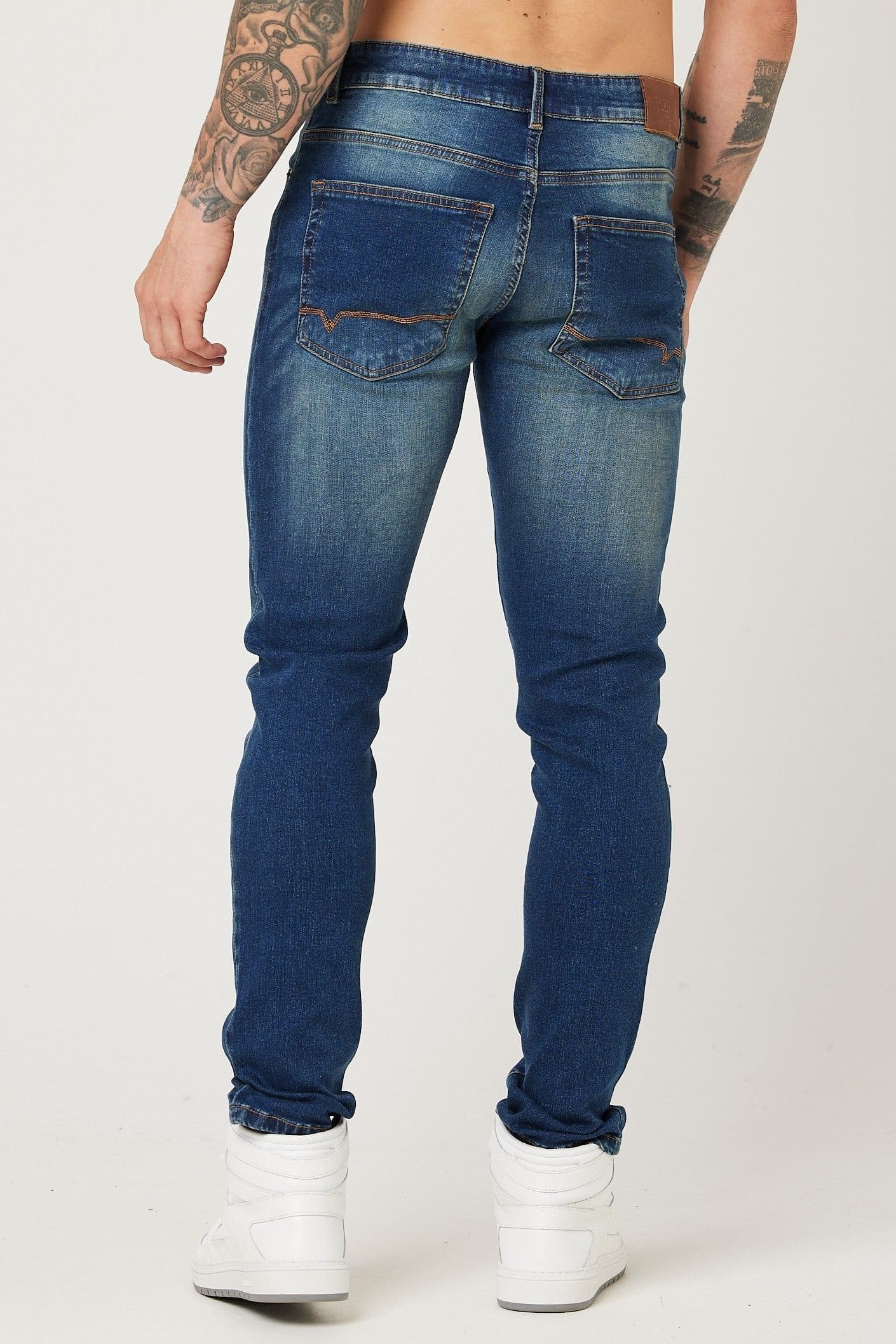 Voi London Voi London Men's Taper Fit Stretch Jeans in Dark Blue - 4