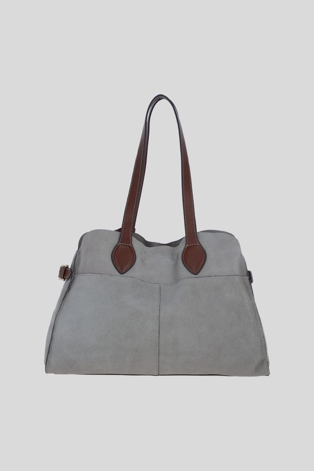 Brampton London Brampton London Women's Real Suede Leather Shoulder Bag with Tassel Charm in Taupe - 3
