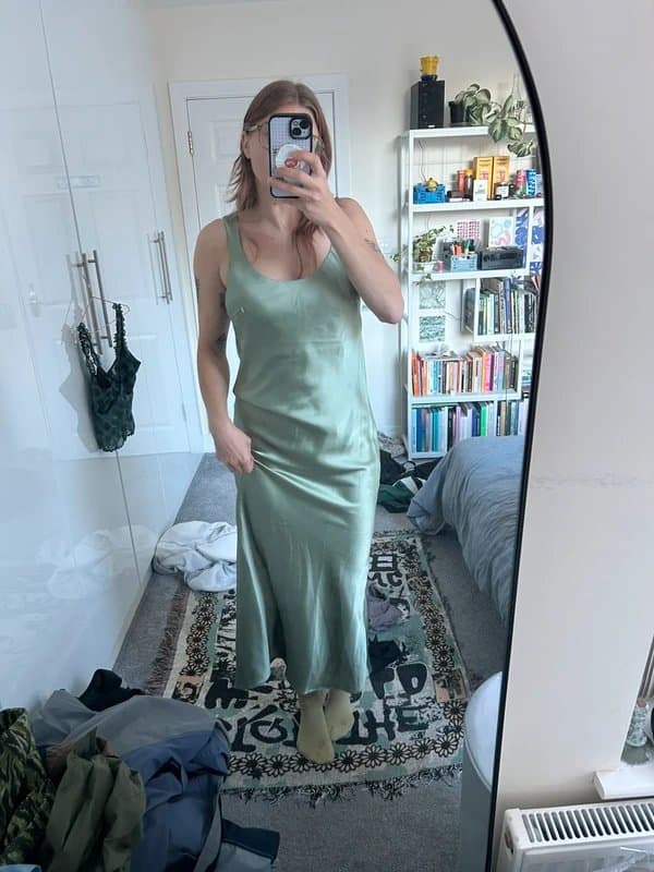 ASOS Design Green satin maxi dress