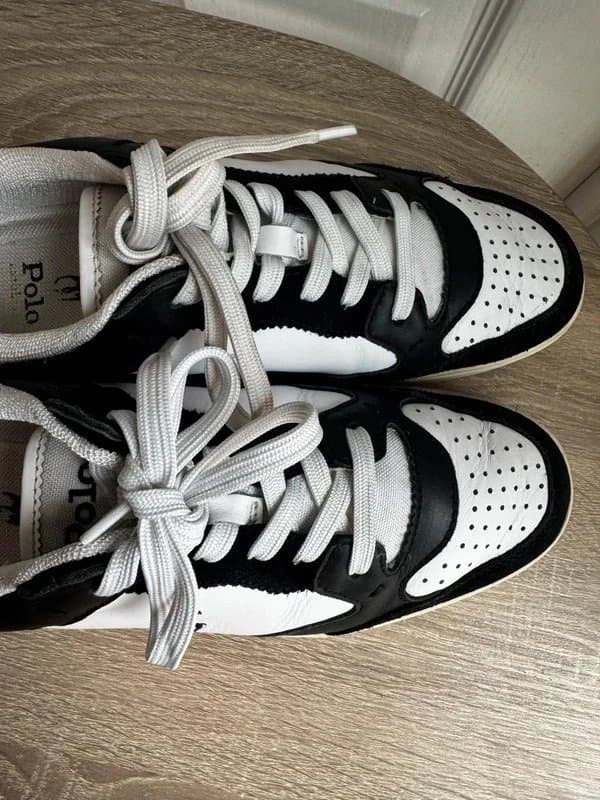 Polo Ralph Lauren Polo Ralph Lauren Court Lux Leather Trainers – Black / White – Men’s UK 8 RRP £130