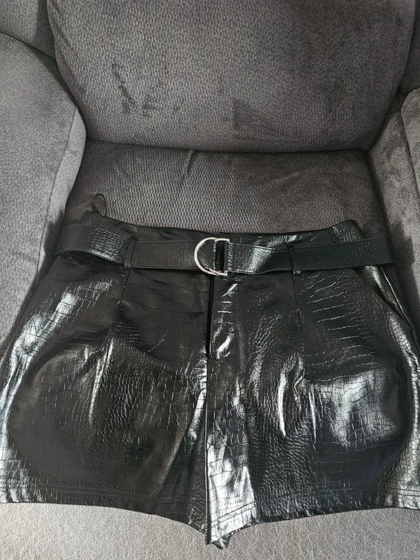 ASOS Black Snake Skin Leather Shorts