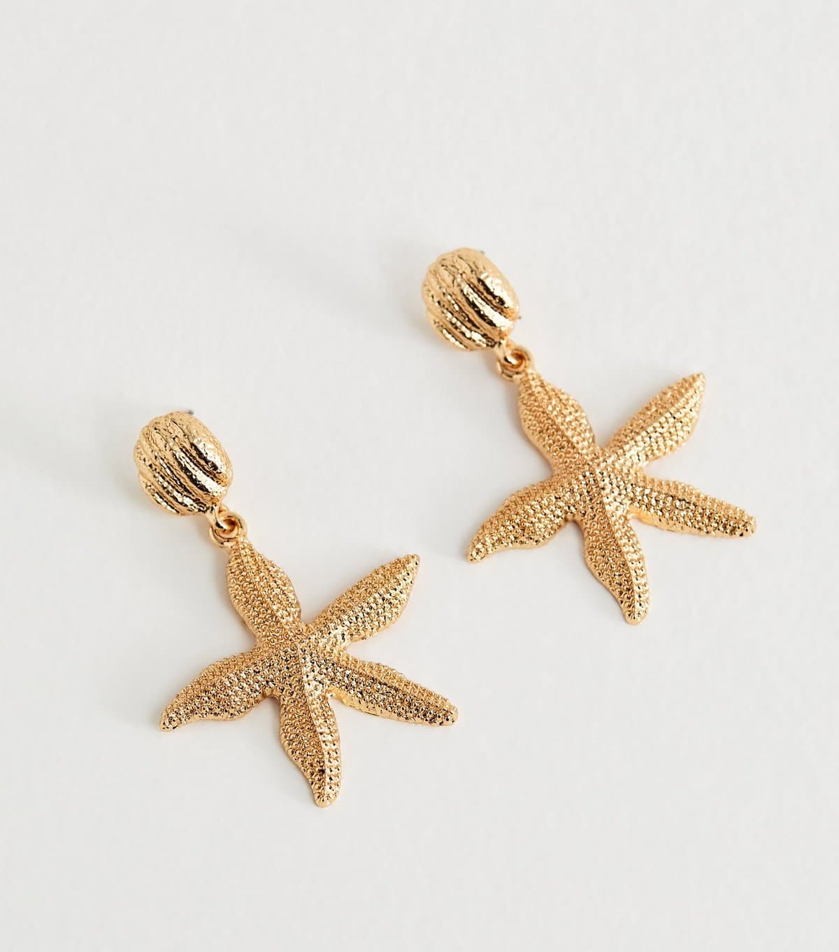 New Look Gold Tone Textured Starfish Drop Earrings New Look
