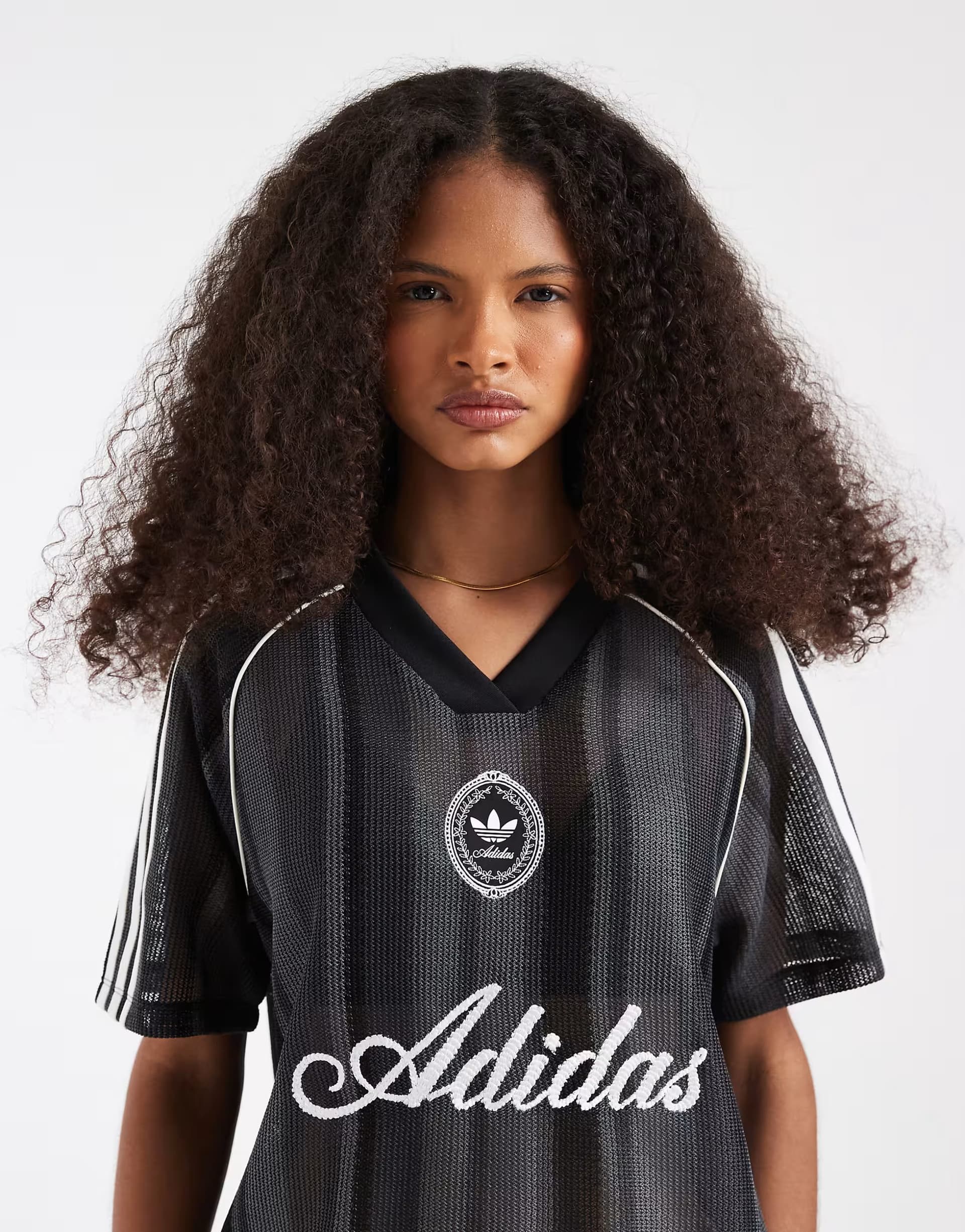 ASOS adidas Originals crochet football top in black stripe