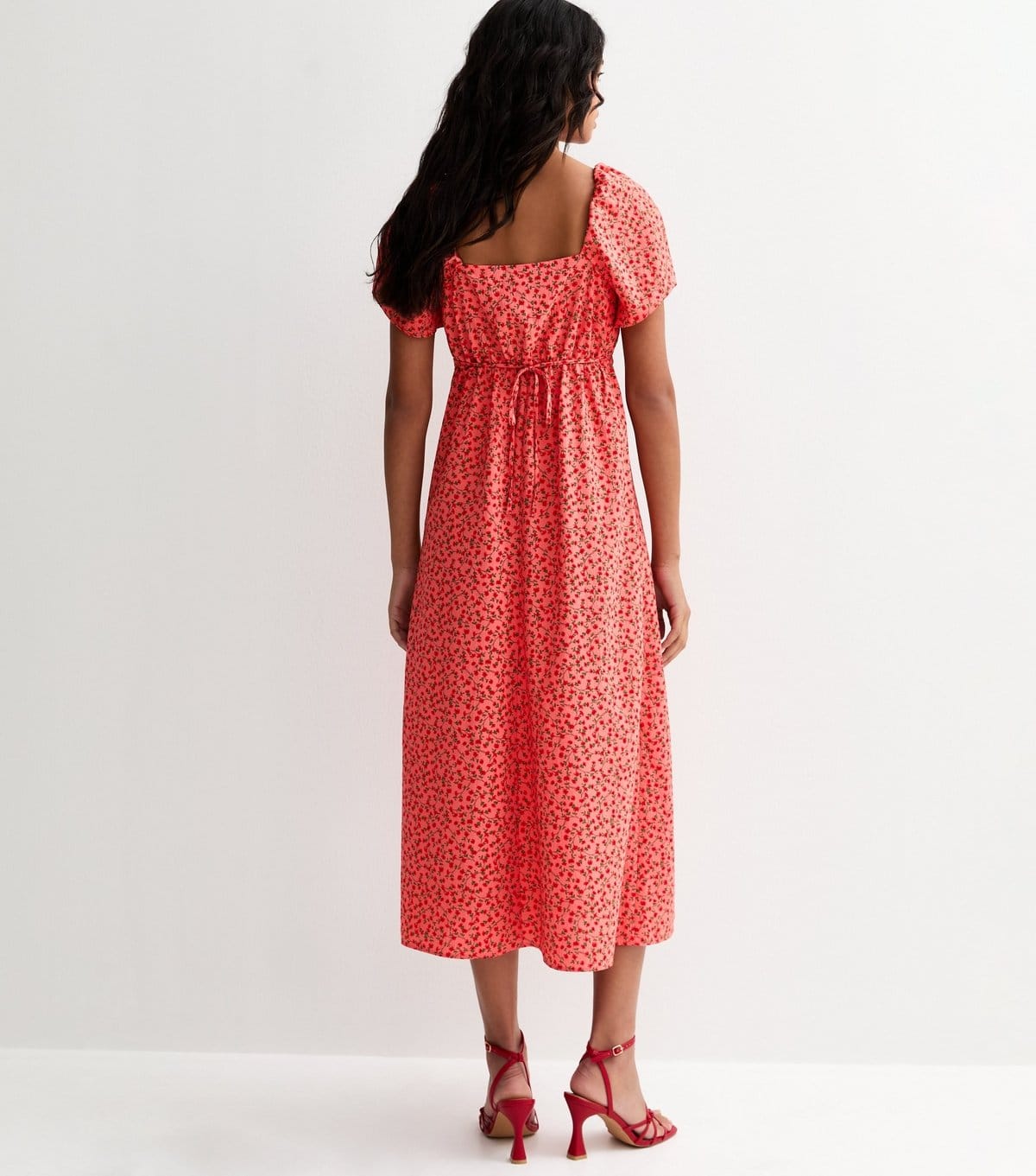 New Look Women's Dark Pink Ditsy Tea Midi Dress New Look - 4