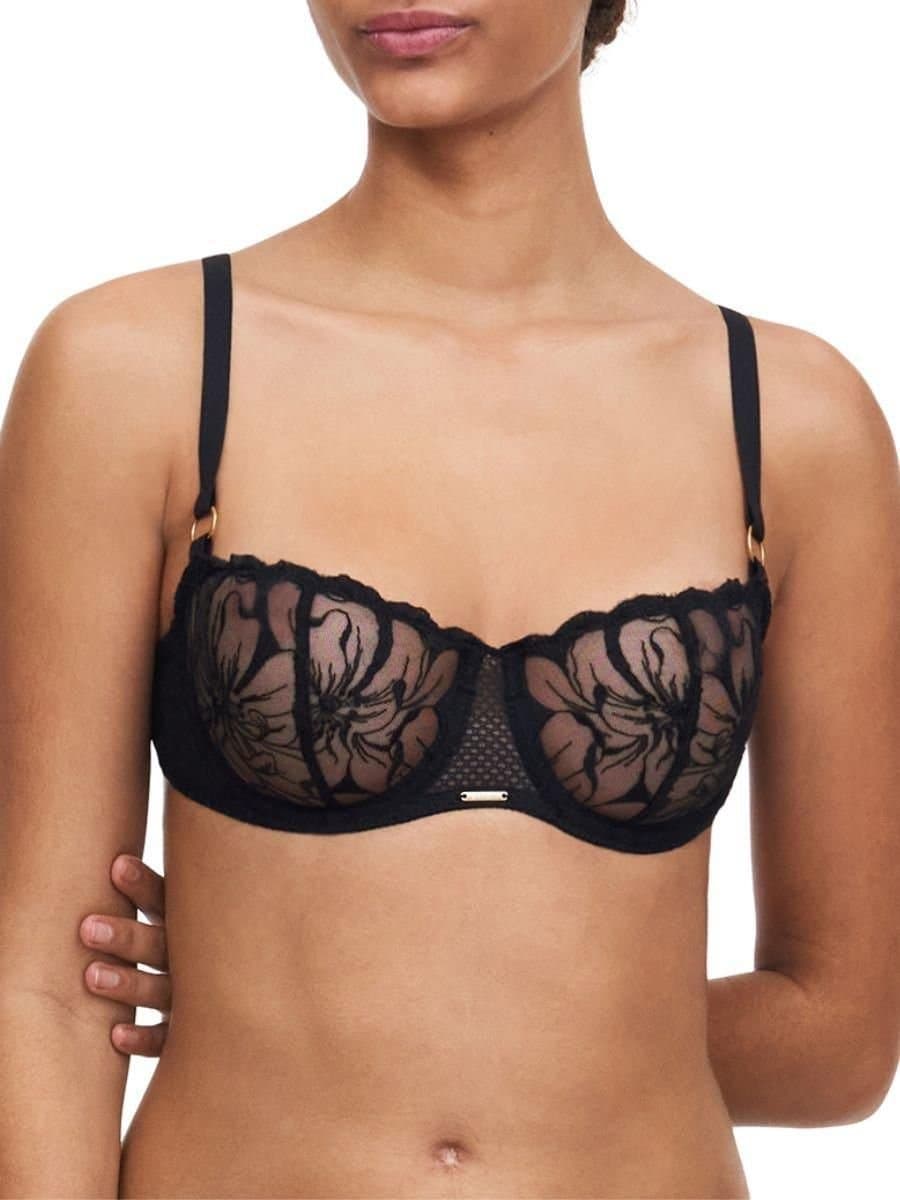 Chantelle Chantelle Women's Fleurs Half Cup Balcony Bra in Black