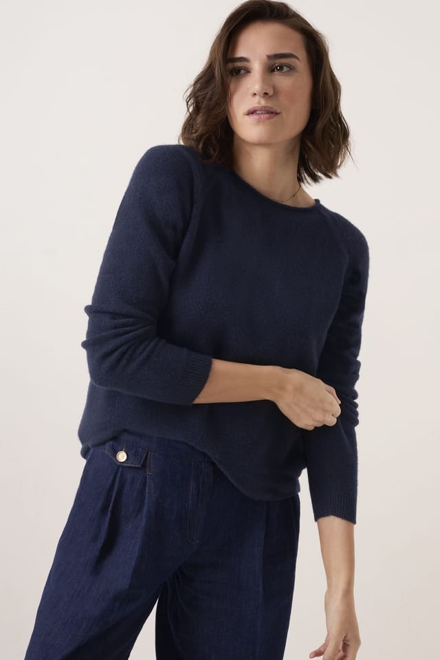 Celtic & Co Celtic & Co Women's Roll Edge Crew Neck Jumper in Navy - 3